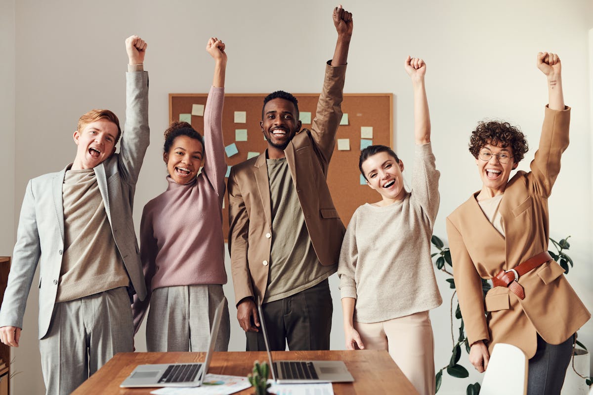 co workers celebrating success